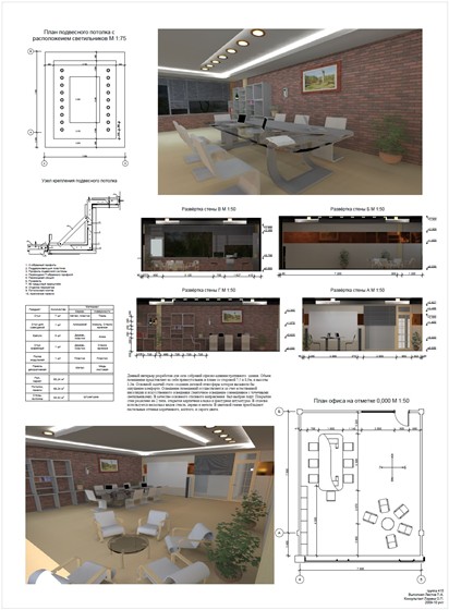 Учебные работы: Интерьер зала совещаний